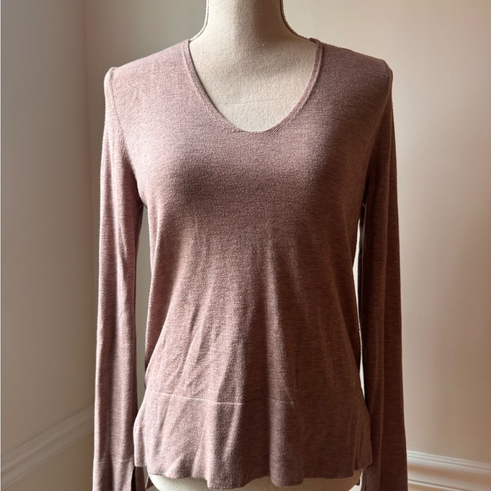 Zara Rose Pink V Neck Lightweight Knit Top Sweater Small